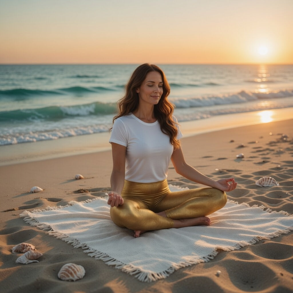 Gold Metallic Bubble Shaping High-Waist Yoga Leggings