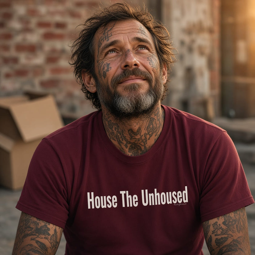 House the Unhoused statement t-shirt mockup