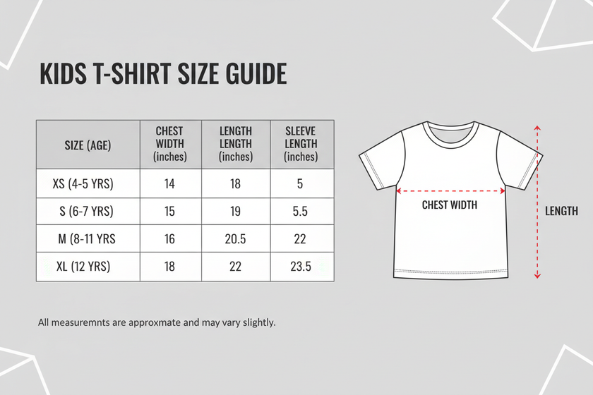Kids T-Shirt Size Chart