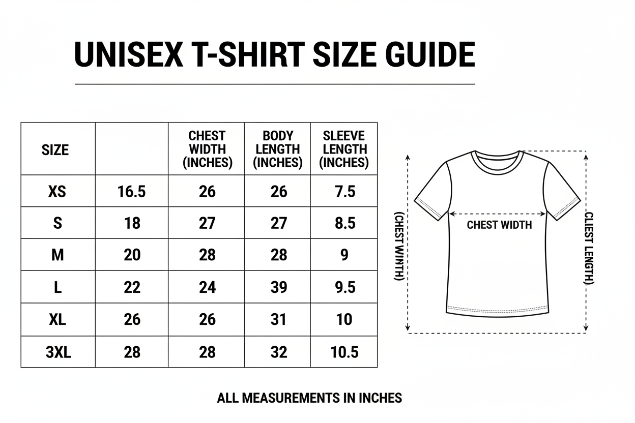 T-Shirt Size Chart