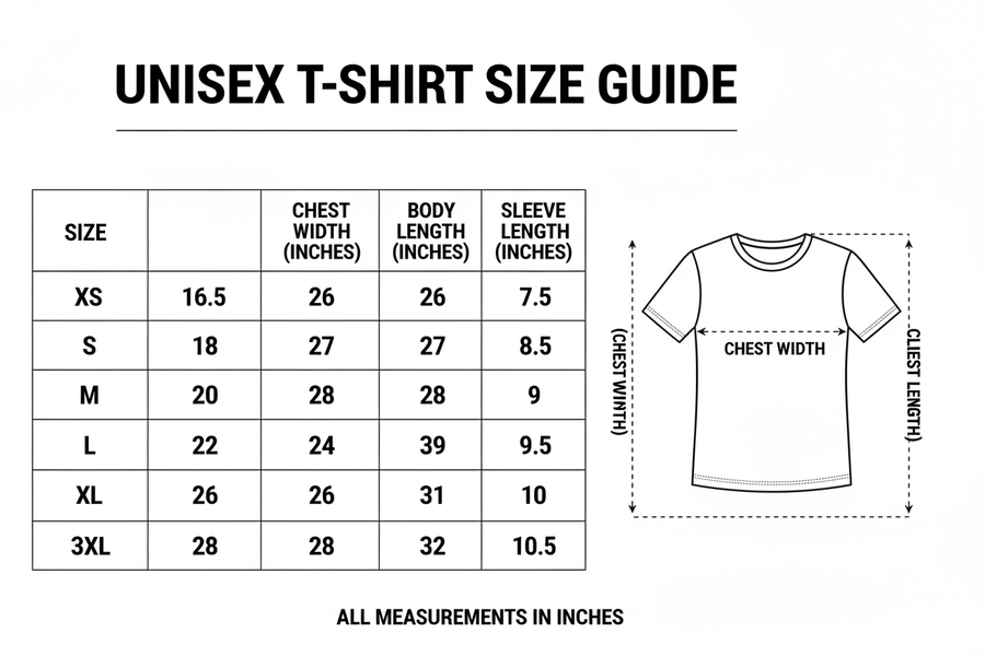 T-Shirt Size Chart