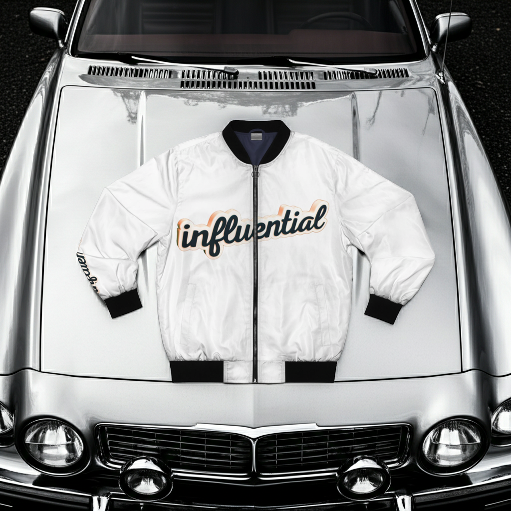 Be About It Script Bomber Jacket — Men's Influential All Over Print Bomber